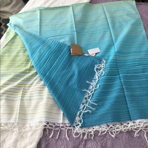 NWT ombré towel, coverup aqua, green white stripes